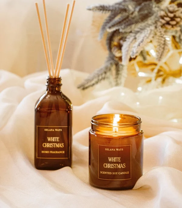 white christmas candle set